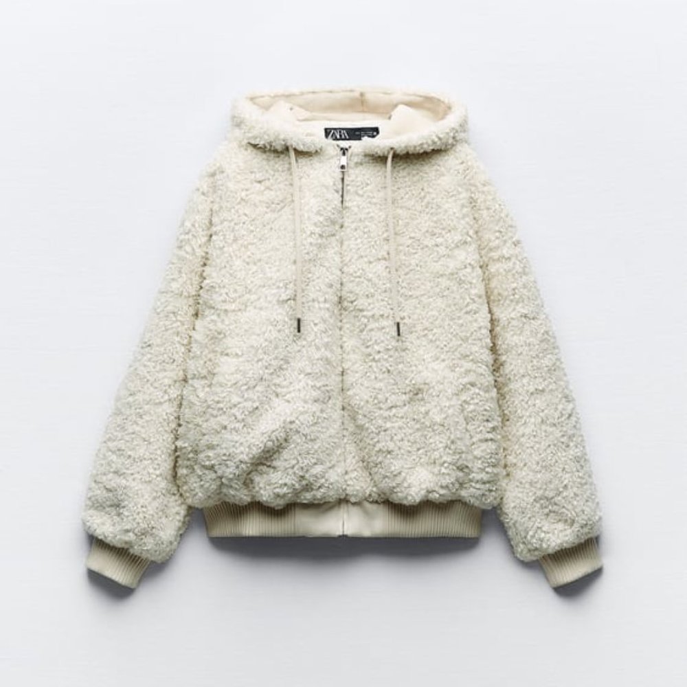BLOGGER'S FAVE! Zara Hooded Teddy Coat NWT - Picture 4 of 12